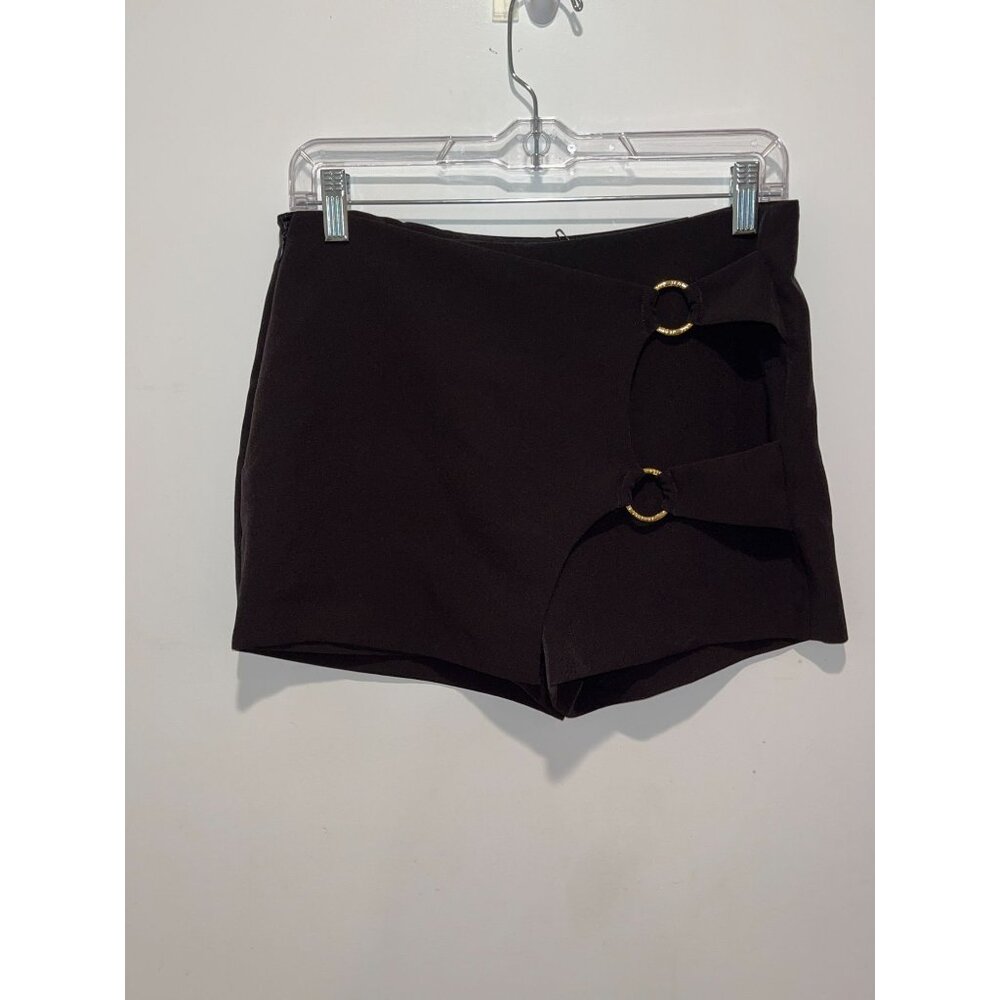 Versace Jeans Couture Black Mini Skort with Gold Ring Accents - Picture 2 of 12